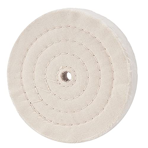 QZATACAEN Cotton Polishing Disc 150 mm Extra Thick Spiral Stitched Polishing Cushion for Table Sanding Tool with 12.7 mm Pin Hole (70-Ply) 1 Piece von QZATACAEN