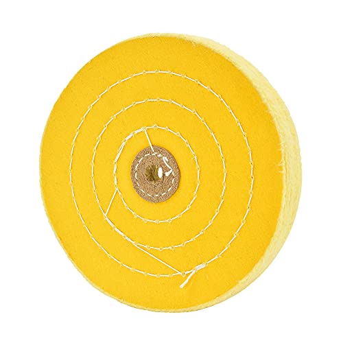 QZATACAEN 150mm extra dickes hochwertiges Tuch Polierscheibe Gelb Mittel (70 Lagen) für Tischschleifer mit 12.7mm Dornloch-1 Stücke … von QZATACAEN
