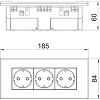 OBO Bettermann Vertr Steckdoseneinheit 3fach 84x185x59mm rt SDE-RW D0RT3 von OBO Bettermann