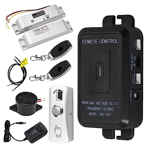 OBO HANDS Kabelloses Zugangskontroll-Fernentriegelungsset+Elektrisches Riegelschloss+Metall-Ausgangstaste+ 2 Stück 433MHz-Sender von OBO HANDS
