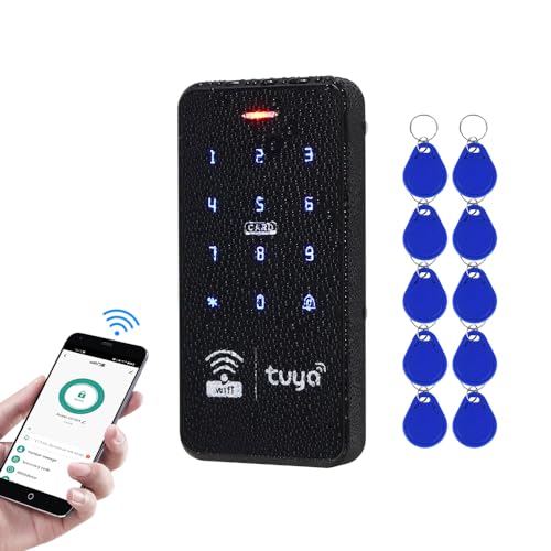 OBO HANDS WiFi Tuya Smart App Access Controller, 125 kHz 13,56 MHz RFID-Tastatur, IP68 wasserdicht, Touch-Panel, Hintergrundbeleuchtung, eigenständige Tür-Zugangskontroll-Tastatur, + 10 blaue von OBO HANDS