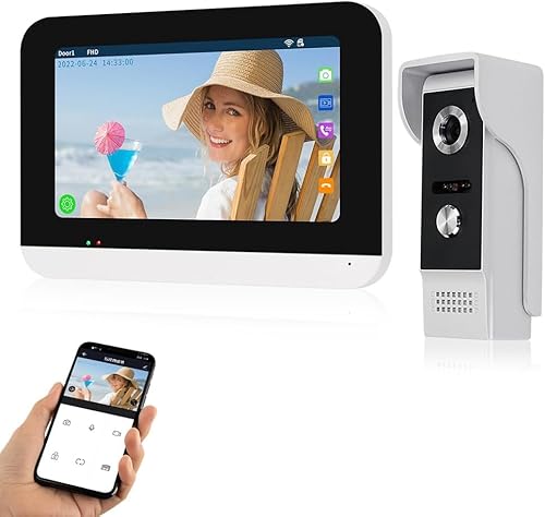 OBO HANDS WiFi Tuya Video-Tursprechanlage fur Smart Home Video Tursprechanlage fur Tur Touchscreen 1080P HD Farbe 7 Zoll mit Kamera Turklingel Kabelgebunden 120° von OBO HANDS