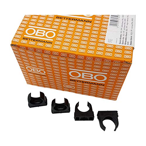 100x OBO Bettermann M20 Quick-Schellen | Klemmschelle | Rohrschelle | anreihbar | tiefschwarz | 20mm | 100 Stück von OBO