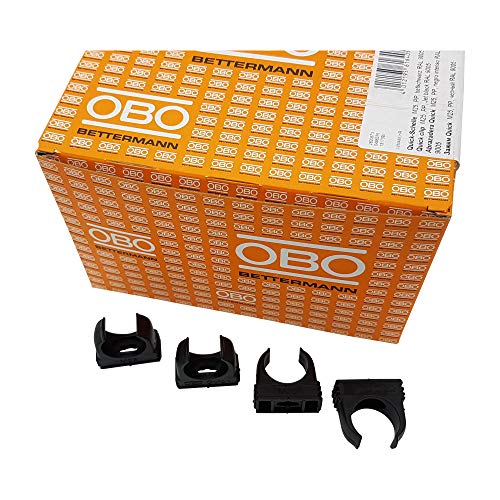 100x OBO Bettermann M25 Quick-Schellen | Klemmschelle | Rohrschelle | anreihbar | tiefschwarz | 25mm | 100 Stück von OBO