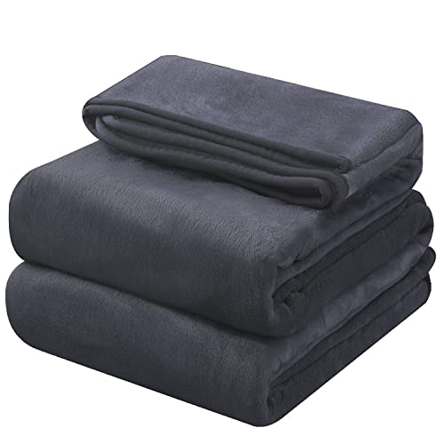 OBOEY Kuscheldecke 130x150cm Dunkel Grau, Decke Fleece Bettdecke Sofadecke Warme Kuscheldecke flauschig Fleecedecke Tagesdecke Wohndecke Wolldecke Blanket Couchdecke, Doppelseite von OBOEY