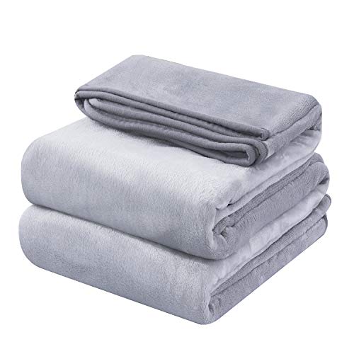 OBOEY Kuscheldecke 130x150cm Grau, Decke Fleece Bettdecke Sofadecke Warme Kuscheldecke flauschig Fleecedecke Tagesdecke Wohndecke Wolldecke Blanket Couchdecke, Doppelseite von OBOEY