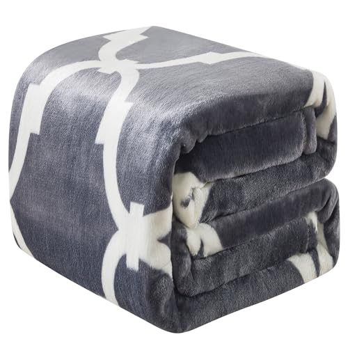 OBOEY Kuscheldecke 150x200cm Grau und Weiß, Decke Fleece Bettdecke Sofadecke Warme Kuscheldecke flauschig Fleecedecke Tagesdecke Wohndecke Wolldecke Blanket Couchdecke, Doppelseite von OBOEY