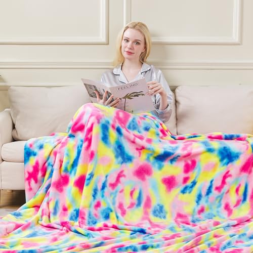 OBOEY Kuscheldecke 220x240cm Colorful, Decke Fleece Bettdecke Sofadecke Warme Kuscheldecke flauschig Fleecedecke Tagesdecke Wohndecke Wolldecke Blanket Couchdecke, Doppelseite von OBOEY