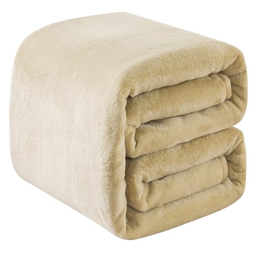 OBOEY Kuscheldecke 220x240cm Khaki, Decke Fleece Bettdecke Sofadecke Warme Kuscheldecke flauschig Fleecedecke Tagesdecke Wohndecke Wolldecke Blanket Couchdecke, Doppelseite von OBOEY