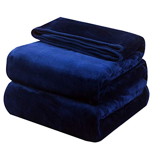 OBOEY Kuscheldecke 220x240cm Navy Blau, Decke Fleece Bettdecke Sofadecke Warme Kuscheldecke flauschig Fleecedecke Tagesdecke Wohndecke Wolldecke Blanket Couchdecke, Doppelseite von OBOEY