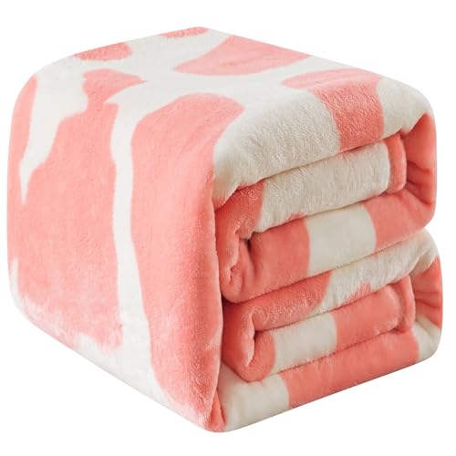 OBOEY Kuscheldecke 220x240cm Pink Cow Decke, Decke Fleece Bettdecke Sofadecke Warme Kuscheldecke flauschig Fleecedecke Tagesdecke Wohndecke Wolldecke Blanket Couchdecke, Doppelseite von OBOEY