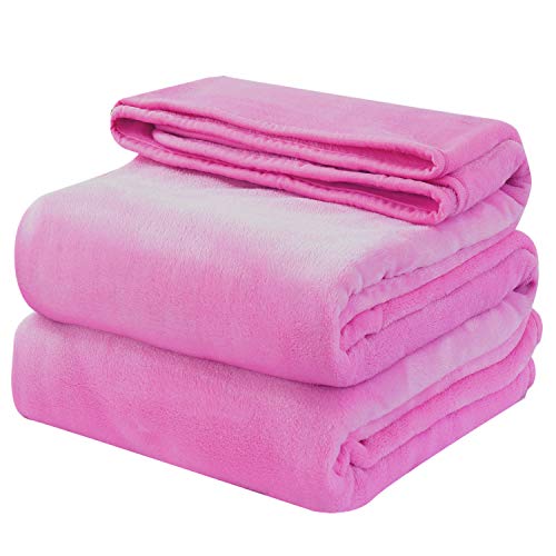 OBOEY Kuscheldecke 220x240cm Rosa, Decke Fleece Bettdecke Sofadecke Warme Kuscheldecke flauschig Fleecedecke Tagesdecke Wohndecke Wolldecke Blanket Couchdecke, Doppelseite von OBOEY