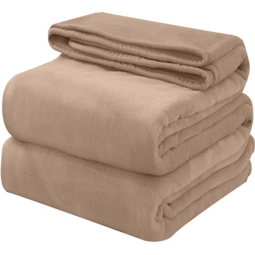 OBOEY Kuscheldecke 220x240cm Taupe, Decke Fleece Bettdecke Sofadecke Warme Kuscheldecke flauschig Fleecedecke Tagesdecke Wohndecke Wolldecke Blanket Couchdecke, Doppelseite von OBOEY