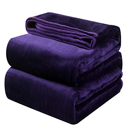 OBOEY Kuscheldecke 220x240cm Violett, Decke Fleece Bettdecke Sofadecke Warme Kuscheldecke flauschig Fleecedecke Tagesdecke Wohndecke Wolldecke Blanket Couchdecke, Doppelseite von OBOEY