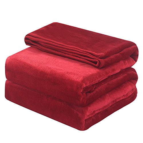 OBOEY Kuscheldecke 230x270cm Rot, Decke Fleece Bettdecke Sofadecke Warme Kuscheldecke flauschig Fleecedecke Tagesdecke Wohndecke Wolldecke Blanket Couchdecke, Doppelseite von OBOEY