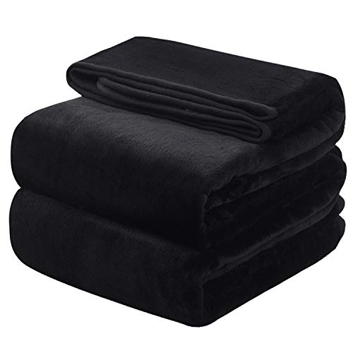 OBOEY Kuscheldecke 230x270cm Schwarz, Decke Fleece Bettdecke Sofadecke Warme Kuscheldecke flauschig Fleecedecke Tagesdecke Wohndecke Wolldecke Blanket Couchdecke, Doppelseite von OBOEY