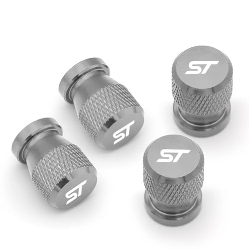 OBONG 4 Stück Metall Auto Reifen Ventilkappen Luftventilkappen Kompatibel mit für Ford ST Line Focus X 2 3 Mondeo Fiesta Kuga MK2 MK3 MK4 Reifen Ventil Schmücken Zubehör,L von OBONG