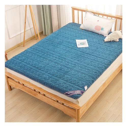 OBONG Matratzentopper Milch Kaschmir 180x200cm Wärme Atmungsaktive Matratzenauflage Faltbare & Tragbare Matratzen Bett Topper Maschinenwaschbar (Color : Blauw, Size : King-150 * 200cm) von OBONG