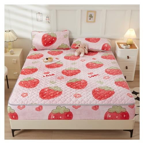 OBONG Warme Flanell Matratzenschoner Mit Elastischem Band 150x200cm Milk Velvet Soft Matratzenschutz Bezug 180x200cm Atmungsaktives Waschbares Spannbettlaken (Color : #04, Size : King-150 * 200cm) von OBONG