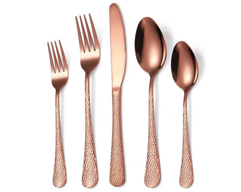 Auledio Besteck-Set 20-teiliges Besteckset, Hammered Edelstahl-Besteckset, (20-tlg), 4 Personen, 4 Sätze Besteckset für Restaurant, Hotel und Heimgebrauch von Auledio