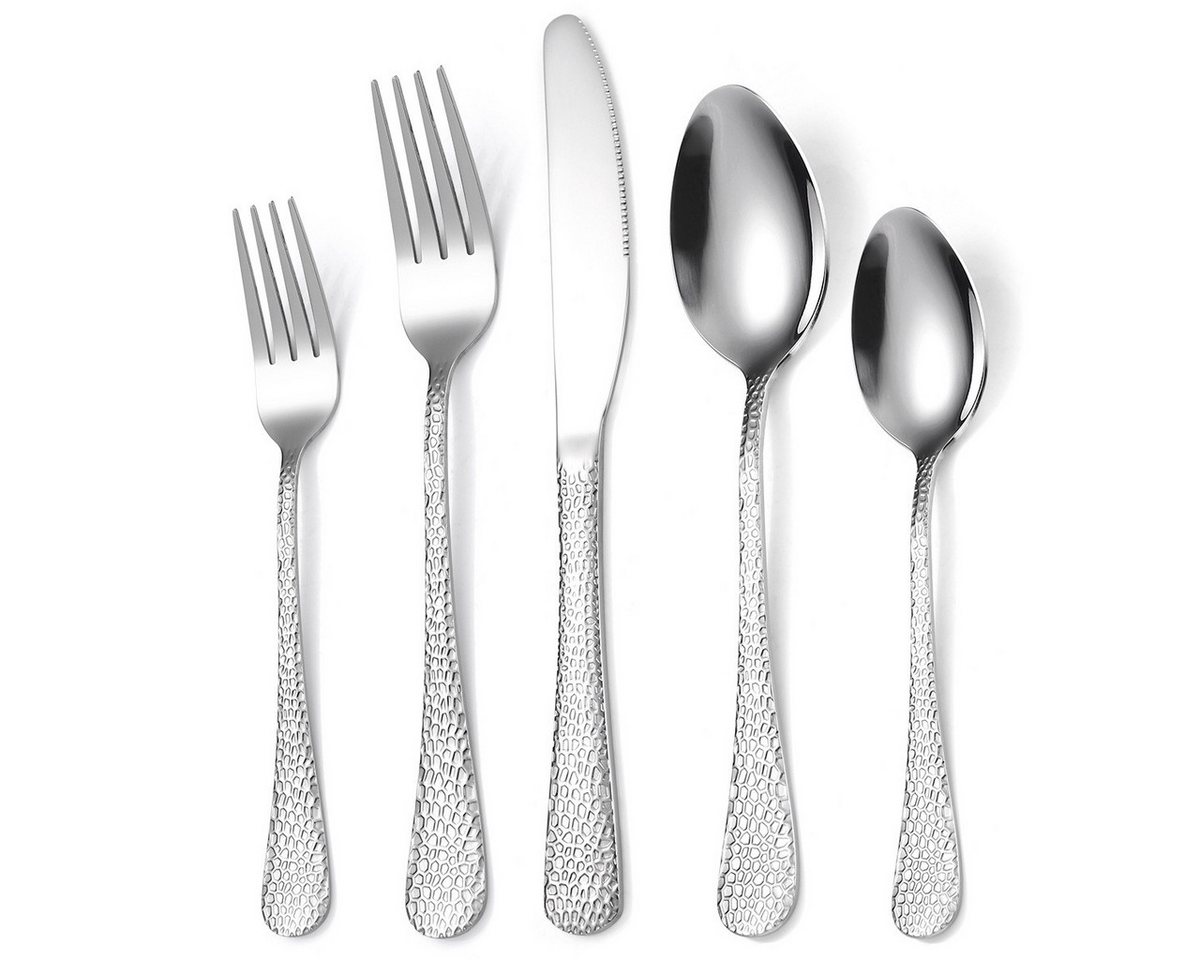 Auledio Besteck-Set 20-teiliges Besteckset, Hammered Edelstahl-Besteckset, (20-tlg), 4 Personen, 4 Sätze Besteckset für Restaurant, Hotel und Heimgebrauch Auledio Besteck-Set 20-teiliges Besteckset, Hammered Edelstahl-Besteckset, (20-tlg), 4 Personen, 4 Sätze Besteckset für Restaurant, Hotel und Heimgebrauch von Auledio