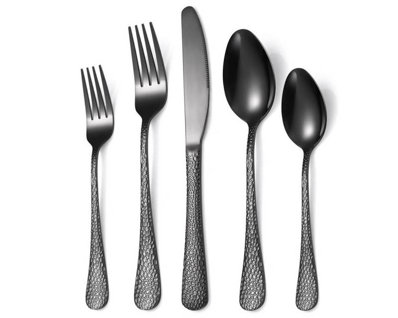 Auledio Besteck-Set 20-teiliges Besteckset, Hammered Edelstahl-Besteckset, (20-tlg), 4 Personen, 4 Sätze Besteckset für Restaurant, Hotel und Heimgebrauch von Auledio