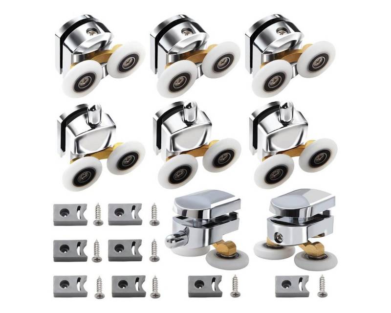 Auledio Möbelrolle 8er Set Duschtürrollen, Rollbefestigungen für Schiebetüren, (8-St), Beinhaltet 4 obere Rollen und 4 untere Rollen von Auledio