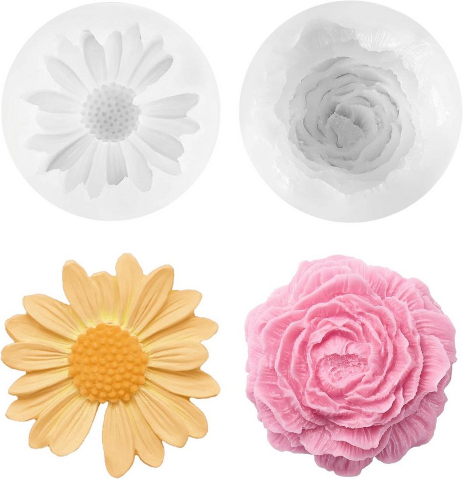 Auledio Silikonform 2-teiliges Set Silikon-Kerzenformen – 3D-Blumendesign, DIY-Handformen, (2-tlg) von Auledio