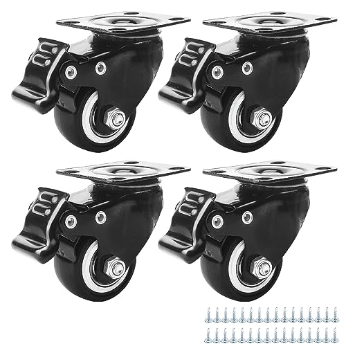 Schwerlastrollen, 40mm Möbelrollen mit Sicherheitsbremsen, Möbelrollen Transportrollen, Gummirollen, Laufrollen, Tischrollen für Möbel Blumenständer Industrietransport von OBQcare