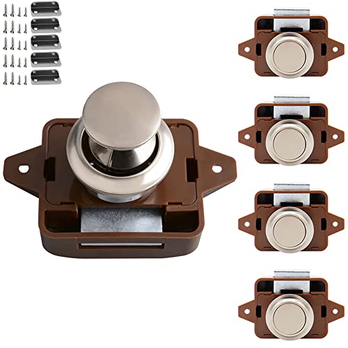Push Lock Push Button Lock Door Lock Cabinet Lock Catch Kein Schlüssel Erforderlich für Caravan Van Yacht Wohnmobil Türschrank Schrank 5 Stück von OBQcare