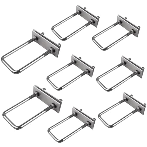 U-Schrauben Bolzen 4 Stück M8, Edelstahl U Bolzen, Quadratische Bolzen, Bügelschrauben mit Mutter Rahmen und Gegenplatte für Abschleppen von Autos Schiffen Reparatur von OBQcare