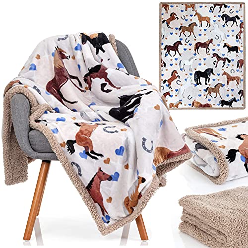 OBSI Pferdedecke – 127,7 x 152,4 cm, luxuriös weiche Pferdedecke, beliebtes Pferdegeschenk für Mädchen, Frauen und Pferdeliebhaber überall von OBSI