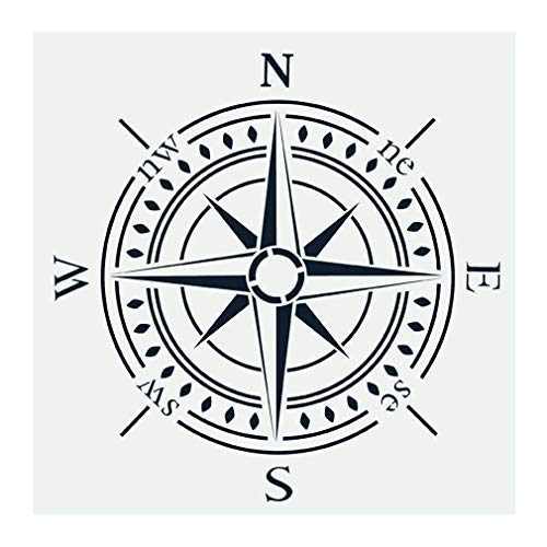 OBUY Kompass-Schablone zum Malen auf Holz, Wänden, Stoff, Airbrush, mehr | Wiederverwendbare 30 x 30 cm Mylar-Schablone von OBUY