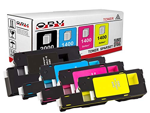 OBV 4X kompatibler Toner für Dell C1760 C1765 C1760nw C1765nf C1765nfw schwarz, Cyan, Magenta, gelb von OBV