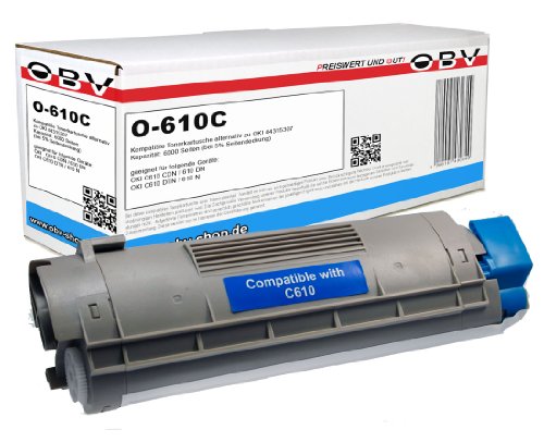 OBV kompatibler Toner als Ersatz für Oki 44315307 für Oki C610 Serie C610CDN C610DN C610DTN C610N Cyan 6000 Seiten von OBV