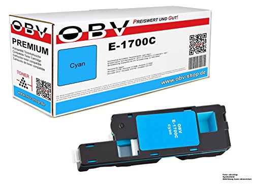 OBV kompatibler Toner als Ersatz für S050613 / C13S050613 für Epson Aculaser C1700 C1750N C1750W CX17 CX17NF CX17WF Kapazität 1400 Seiten, Cyan von OBV