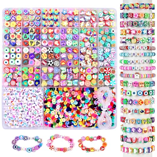 OBYCPIN 2300pcs Perlen für Kinder DIY Armbänder – Polymerton Perlen zum Auffädeln, Kunsthandwerk & Geburtstagsgeschenke für Mädchen im Alter von 6-12 OBYCPIN 2300pcs Perlen für Kinder DIY Armbänder – Polymerton Perlen zum Auffädeln, Kunsthandwerk & Geburtstagsgeschenke für Mädchen im Alter von 6-12 von OBYCPIN