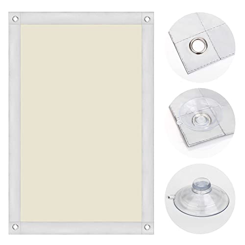 OBdeco Thermo Rollo 100% Verdunkelung Sonnenschutz Verdunkelungsrollo für Dachfenster Hitzeschutz ohne Bohren mit Saugnäpfen (Beige, 48x115cm für F08/208) von OBdeco