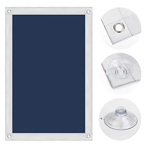 OBdeco Thermo Rollo 100% Verdunkelung Sonnenschutz Verdunkelungsrollo für Dachfenster Hitzeschutz ohne Bohren mit Saugnäpfen (Dunkelblau, 48x98cm für FK06) von OBdeco