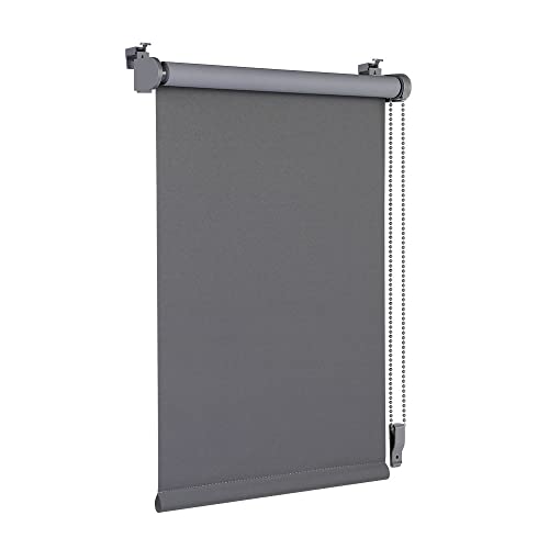 OBdeco Verdunkelungsrollo Thermorollo 45x130cm Grau ohne Bohren mit gleichfarbige Beschichtung Oeko-TEX Standard 100 Sichtschutz Sonnenschutz Klemmfix für Fenster und Tür von OBdeco