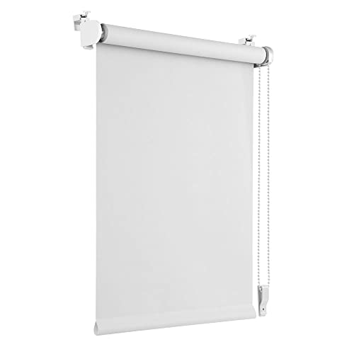 OBdeco Verdunkelungsrollo Thermorollo 50x160cm (Stoffbreite 46 cm) Weiß ohne Bohren mit gleichfarbige Beschichtung Oeko-TEX Standard 100 Sichtschutz Sonnenschutz für Fenster & Tür von OBdeco