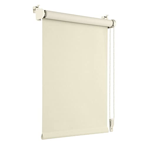 OBdeco Verdunkelungsrollo Thermorollo 60x160cm Crème ohne Bohren mit gleichfarbige Beschichtung Oeko-TEX Standard 100 Sichtschutz Sonnenschutz Klemmfix für Fenster und Tür von OBdeco