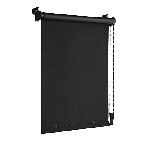 OBdeco Verdunkelungsrollo Thermorollo 75x210cm (Stoffbreite 71 cm) Schwarz ohne Bohren mit gleichfarbige Beschichtung Oeko-TEX Standard 100 Sichtschutz Sonnenschutz für Fenster & Tür von OBdeco