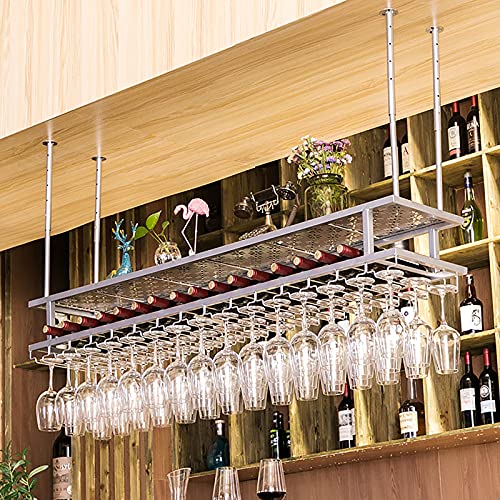 OBong Weinregal und Glashalter, Decken-Weinregale, hängender Weinglas-Aufhänger, Vintage-Weinflaschenhalter, rustikaler Wand-Weinhalter für Stielgläser, höhenverstellbar (Größe: 80 cm) (100 cm) von OBong