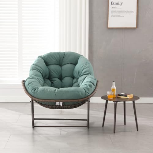 OC Orange-Casual Schaukelstuhl, Ei Schaukelsessel mit dickem Kissen,Rattan Relaxsessel für Balkon,Garten,Hinterhof (Grün) von OC Orange-Casual