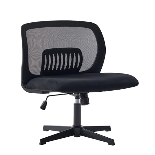 Armlose Bürostühle, Lesesessel mit Breiten Polstern, Wohnstühle zum Sitzen mit gekreuzten Beinen, Wippfunktion, höhenverstellbar, 360° drehbar (Black + Velvet) von OCACA