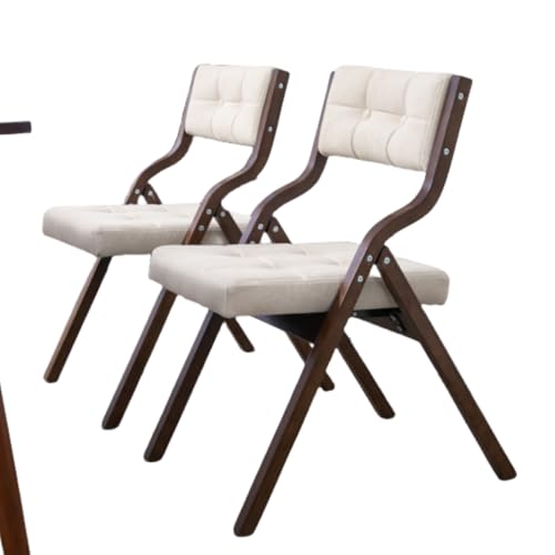 Folding Chairs with Cushion, Wooden Padded Folding Chairs 2 Pack, Portable and Assembled Folding Dining Chair for Guests Kitchen Office Wedding and Party, Cream von OCACA