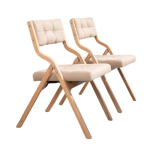 Folding Chairs with Cushion, Wooden Padded Folding Chairs 2 Pack, Portable and Assembled Folding Dining Chair for Guests Kitchen Office Wedding and Party, Khaki Folding Chairs with Cushion, Wooden Padded Folding Chairs 2 Pack, Portable and Assembled Folding Dining Chair for Guests Kitchen Office Wedding and Party, Khaki von OCACA