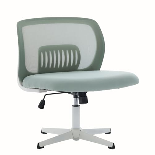 OCACA Armlose Bürostühle, Lesesessel mit Breiten Polstern, Wohnstühle zum Sitzen mit gekreuzten Beinen, Wippfunktion, höhenverstellbar, 360° drehbar (Mint Green + Mesh) von OCACA