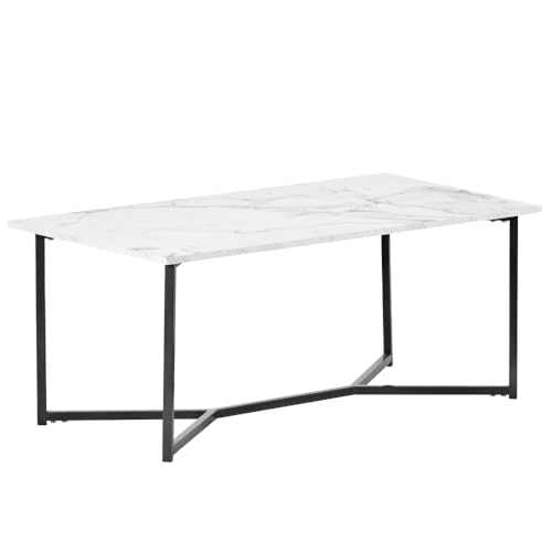 OCACA Mid Century Modern Holz Rechteck Couchtisch Wohnzimmer, Weiß von OCACA